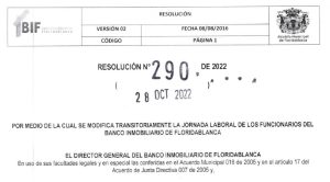 Resolución 290 se Modifica Transitoriamente el horario laboral